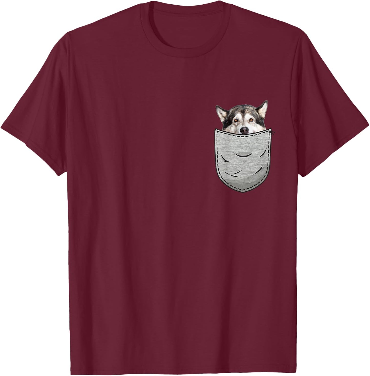 Mal Mally Pocket Chest Bag for Alaska Dog Owners Men Women Girls Kids T-Shirt - T-Shirt | Maroon