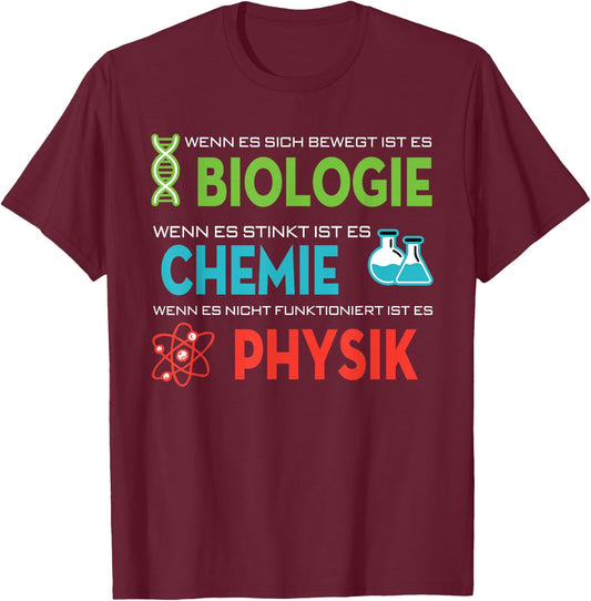 Lustige Wissenschafts Bekleidung Cool Science Biology Chemistry Physics Graphic - Adult, , Short Sleeve, 3X-Large, Black T-Shirt - T-Shirt | Maroon