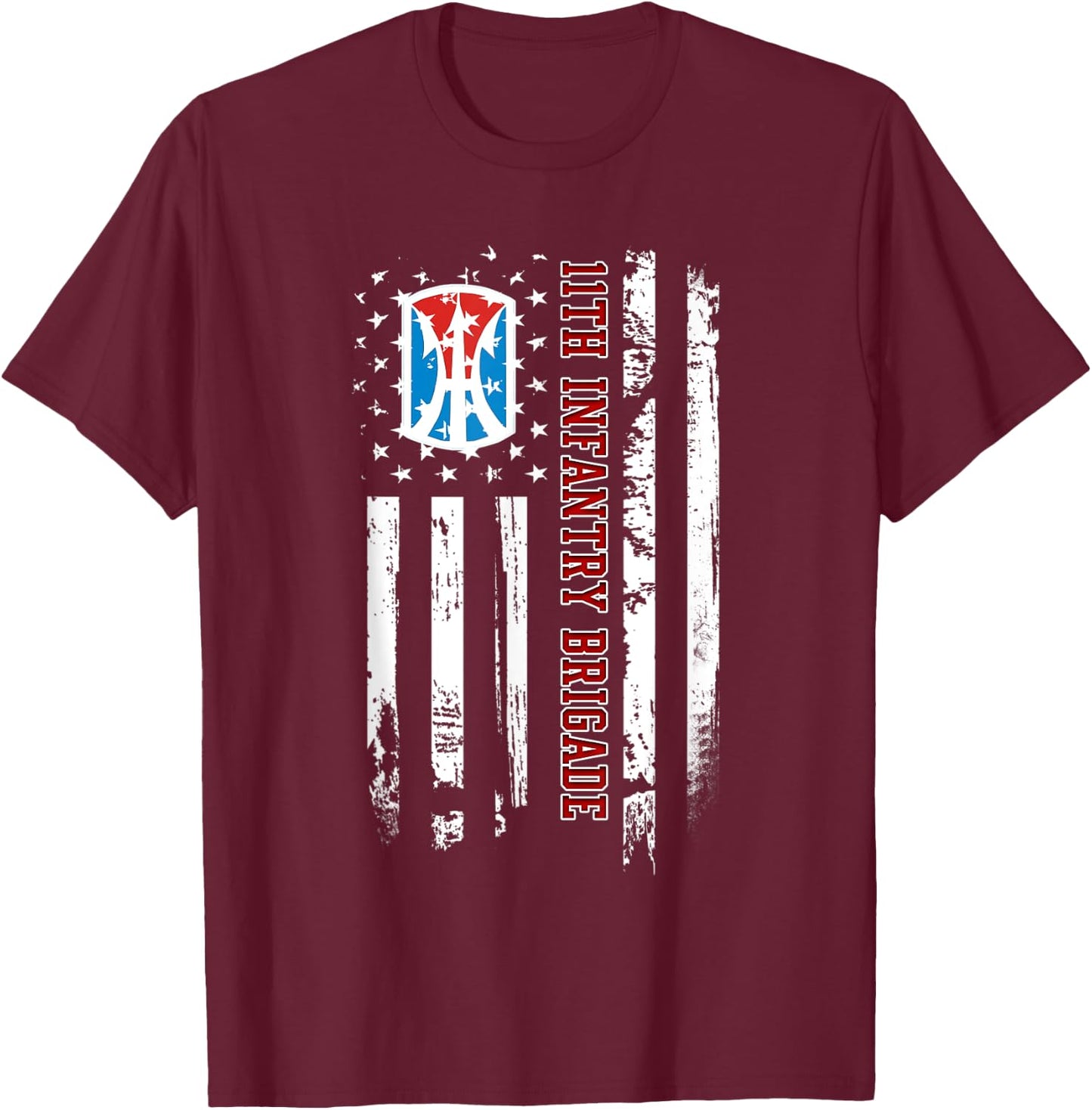 11th Infantry Brigade Veteran USA Flag Veterans Day Xmas Women Men T-Shirt - T-Shirt | Maroon