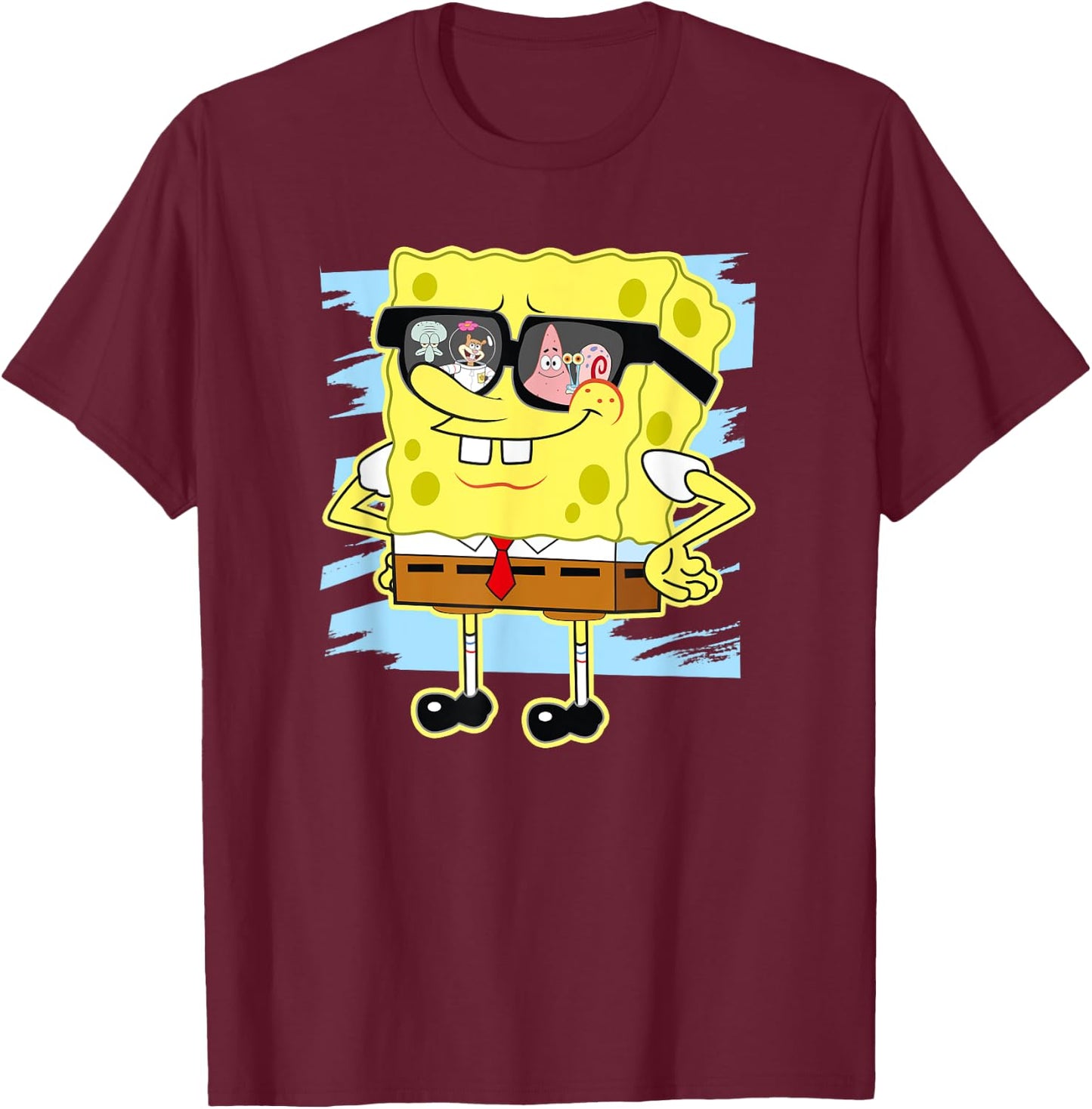 Mademark x SpongeBob SquarePants - SpongeBob - Reflection in Sunglasses T-Shirt - T-Shirt | Maroon