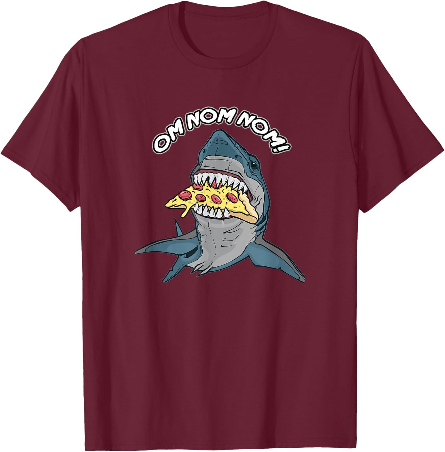 Shark Eating Pizza T shirt Kids Boys Food Lovers Gift T-Shirt - T-Shirt | Maroon