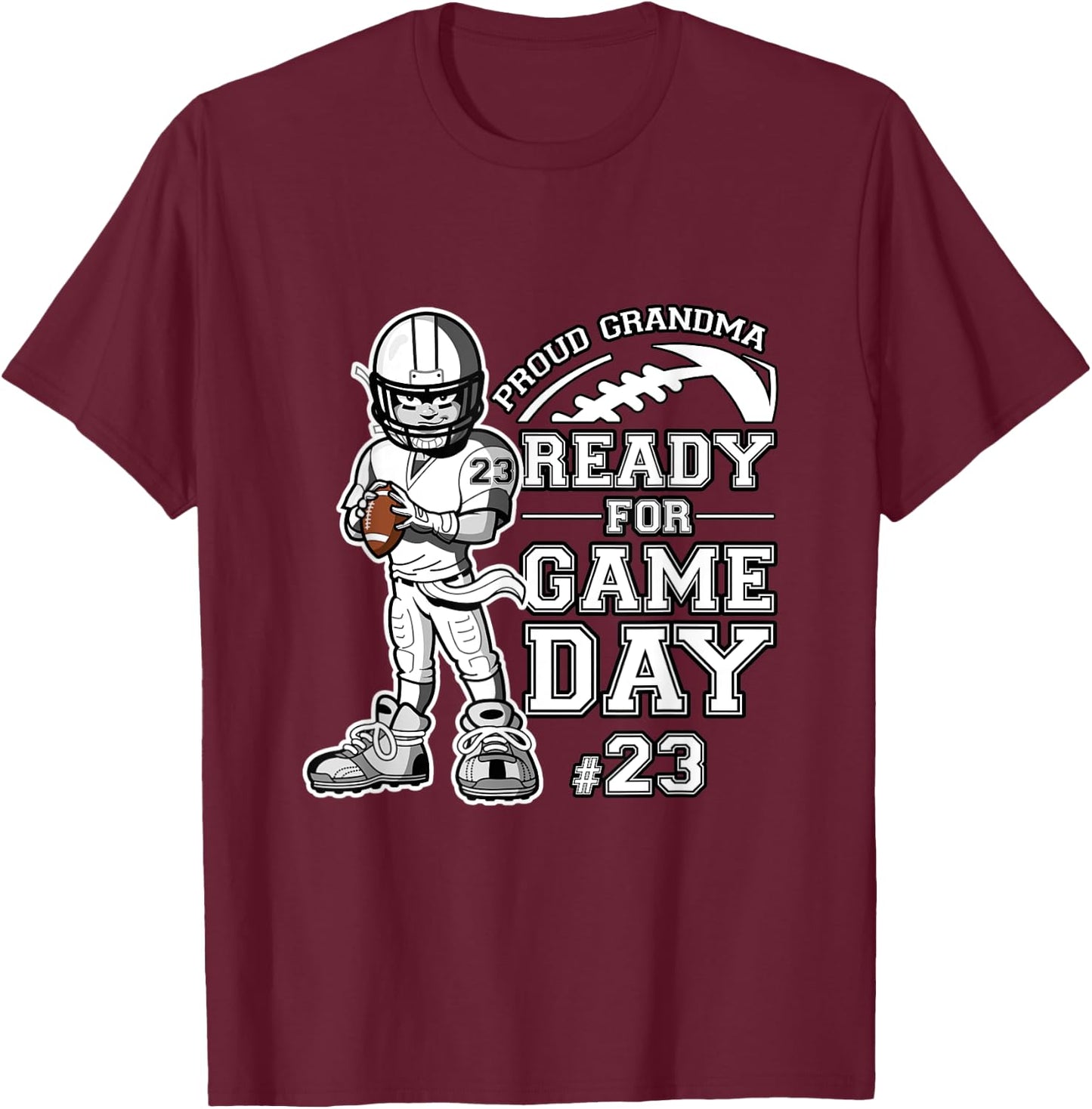 Custom Proud Football Grandma Number 23 Personalized Women T-Shirt - T-Shirt | Maroon