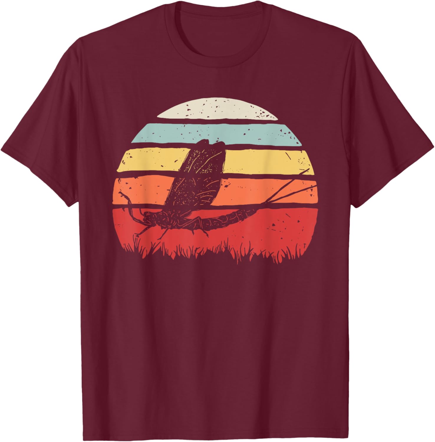 Vintage Retro Mayfly T-Shirt - T-Shirt | Maroon