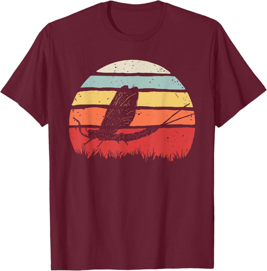 Vintage Retro Mayfly T-Shirt - T-Shirt | Maroon