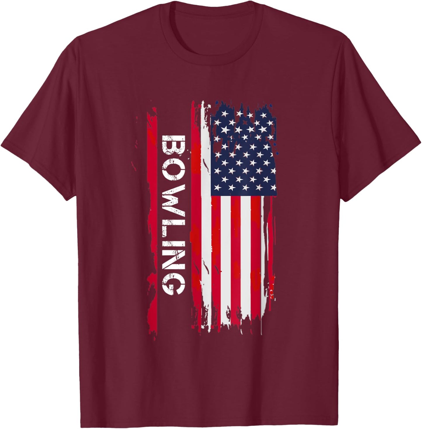 Bowling 10 Pins And Strikes And Spares In America T-Shirt - T-Shirt | Maroon
