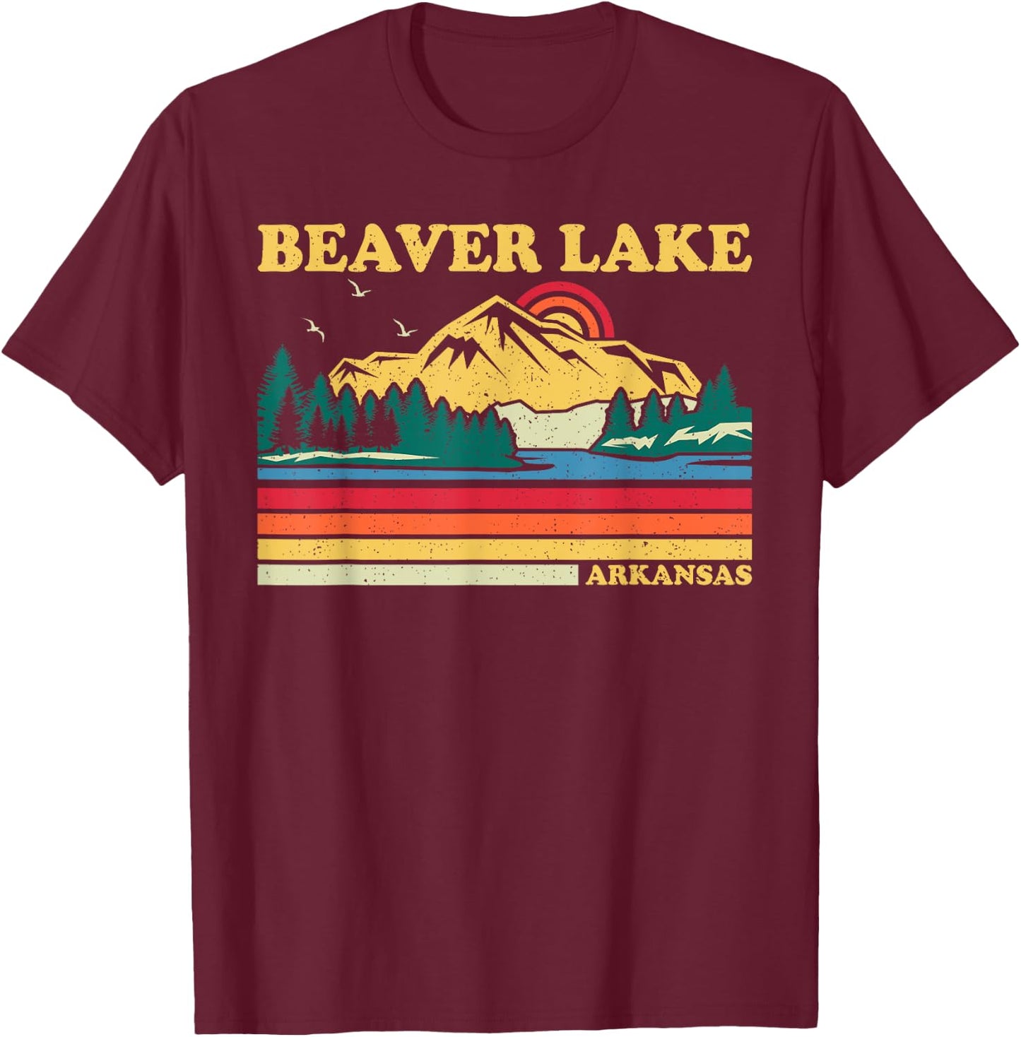 Retro Summer Vacation Vintage Arkansas Beaver Lake Women Girls Kids T-Shirt - T-Shirt | Maroon