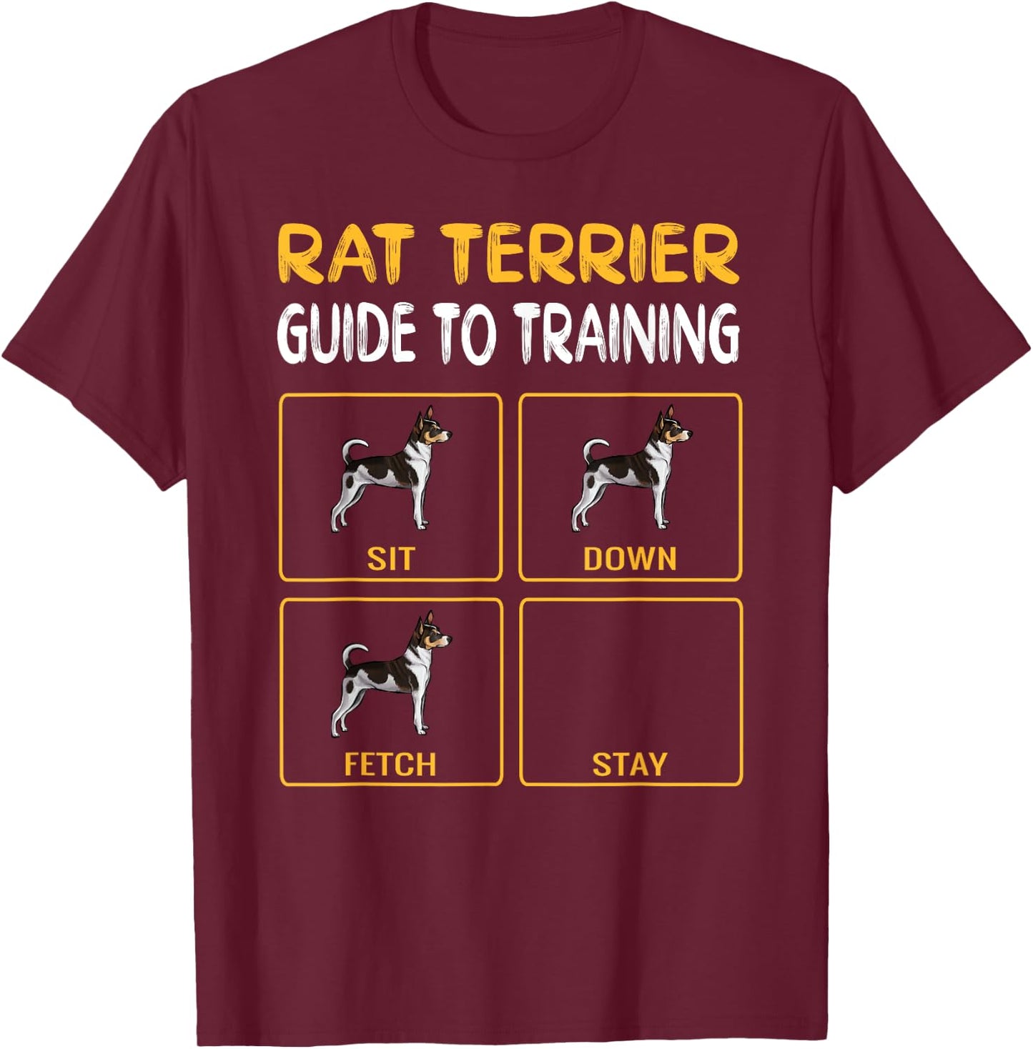 Rat Terriers Owner Gift Dog Themed - Men's Black Small Short Sleeve Classic Fit Cotton Blend Polyester Halloween Christmas Birthday T-Shirt - T-Shirt | Maroon