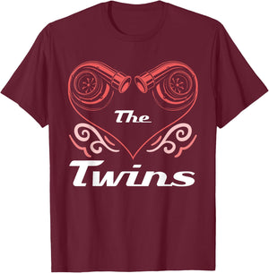 The Twins Twin Turbo Design For Car Enthusiasts T-Shirt - T-Shirt | Maroon