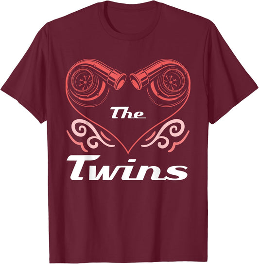 The Twins Twin Turbo Design For Car Enthusiasts T-Shirt - T-Shirt | Maroon