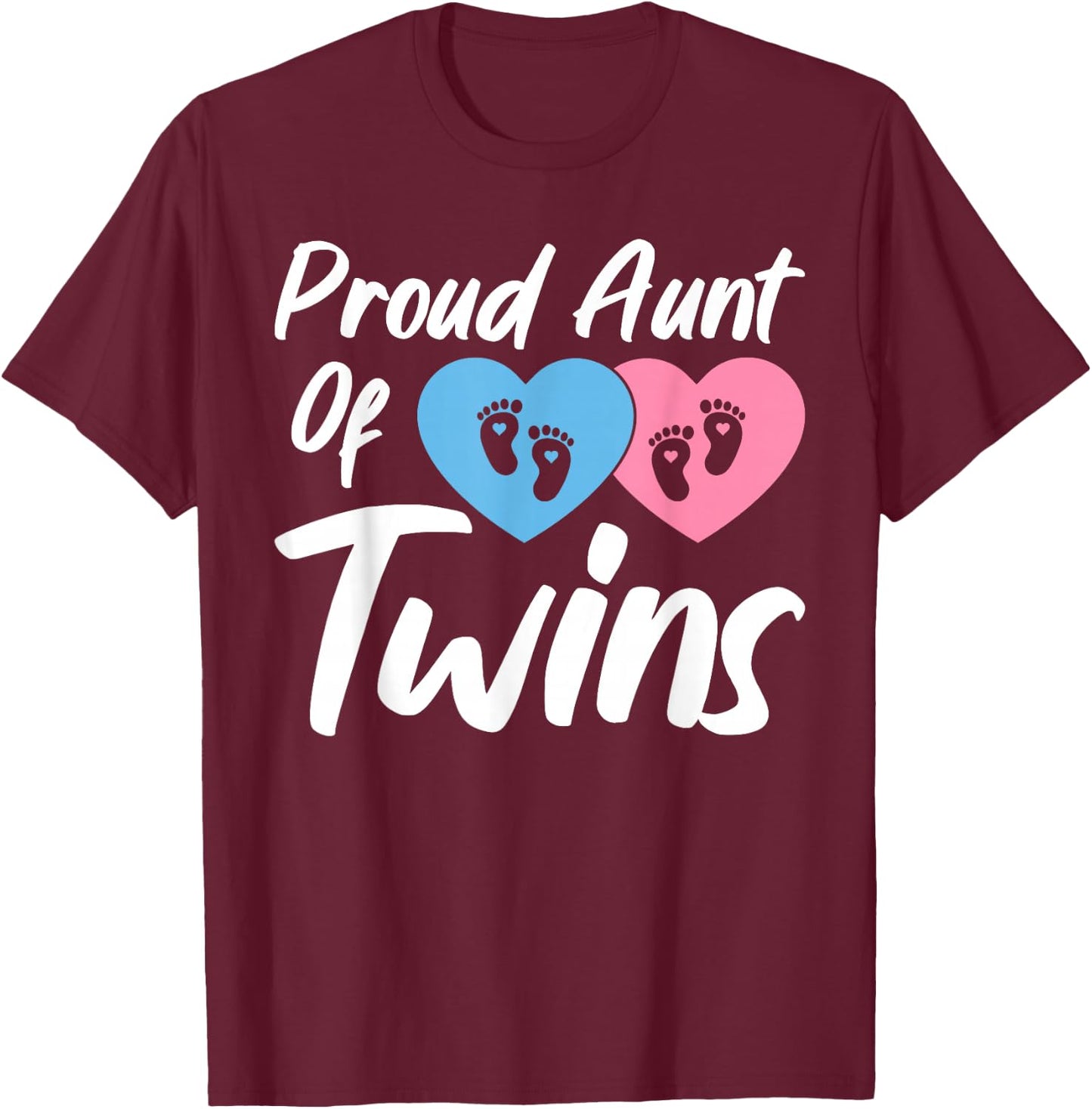 Proud Aunts Of Twin Mom Women Girls Twins Auntie T-Shirt - T-Shirt | Maroon