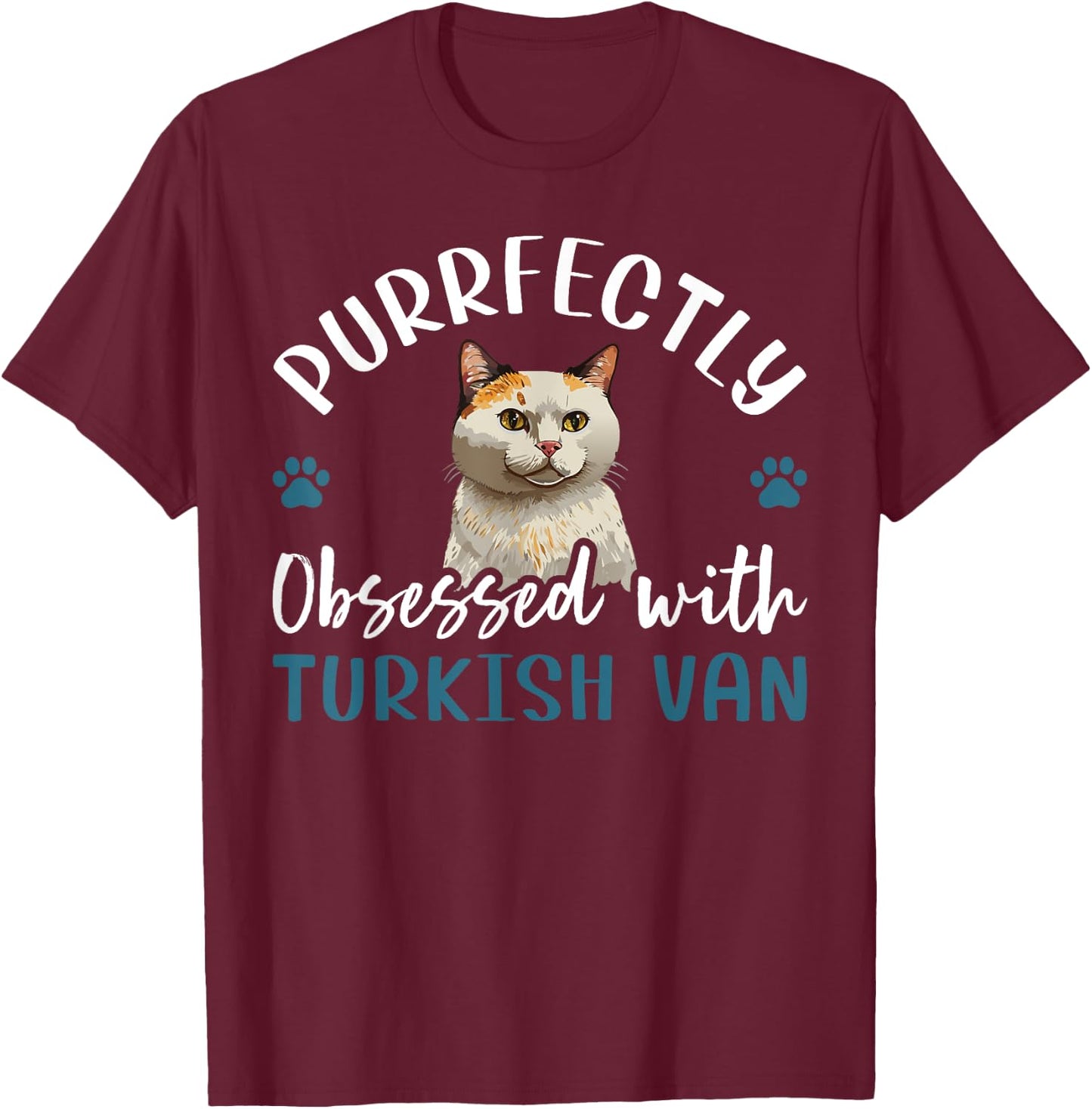 Purrfectly Obsessed With Turkish Van Cat Women Kids T-Shirt - T-Shirt | Maroon