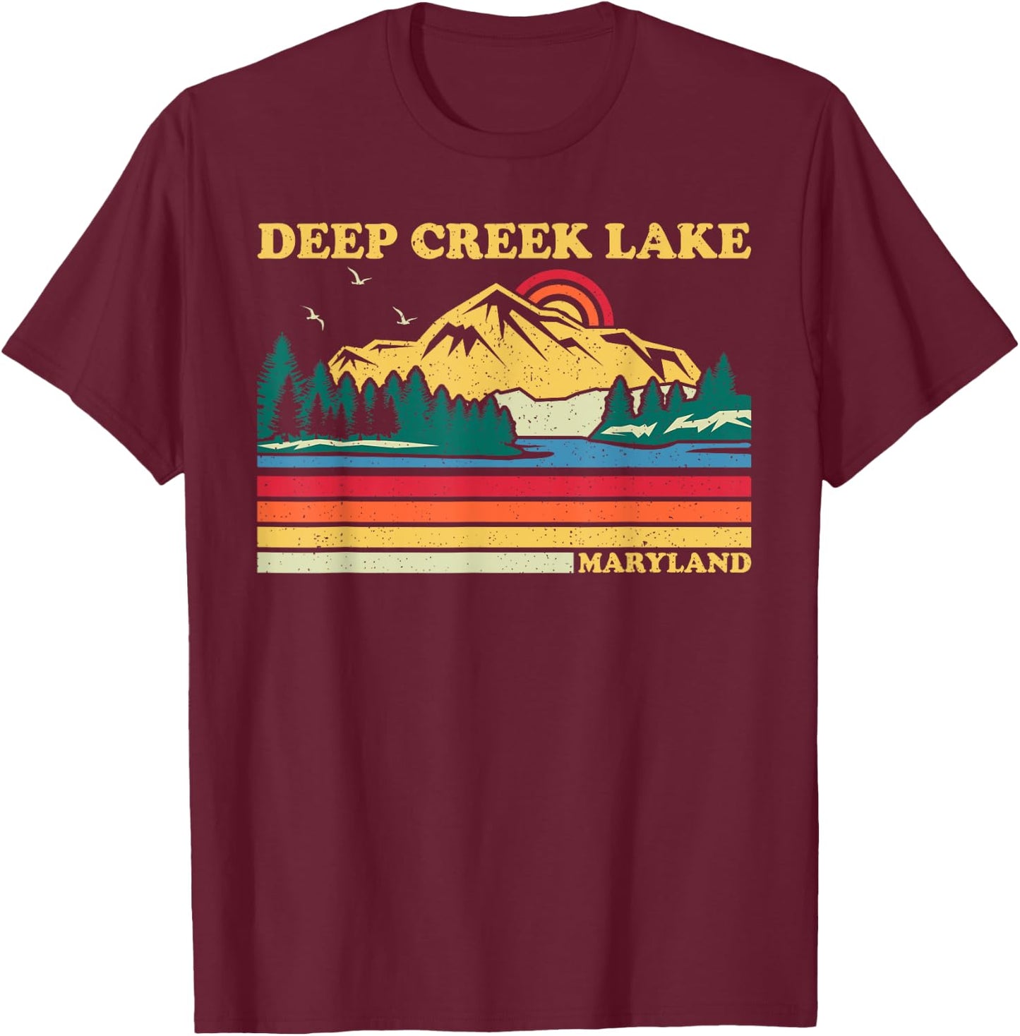 Vintage Retro Family Vacation Maryland Deep Creek Lake T-Shirt - T-Shirt | Maroon