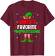 Santa's Favorite Paraprofessional Christmas Elf Family T-Shirt - T-Shirt | Maroon