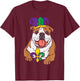 Jester English Bulldog Mardi Gras Funny Dog Men Women Kids T-Shirt - T-Shirt | Maroon