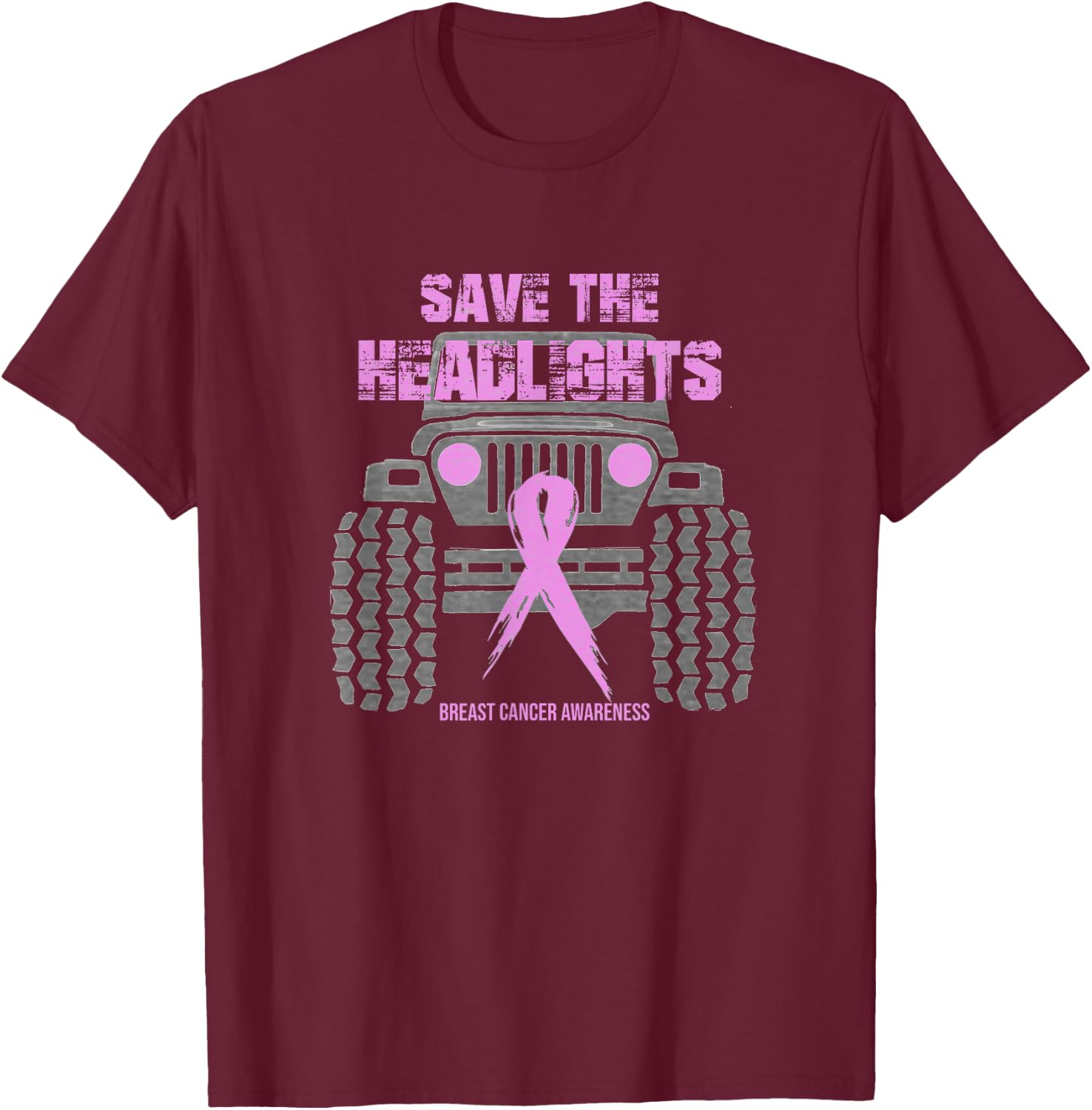 Save the headlights/ Breast Cancer Awareness T-Shirt - T-Shirt | Maroon