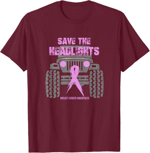Save the headlights/ Breast Cancer Awareness T-Shirt - T-Shirt | Maroon