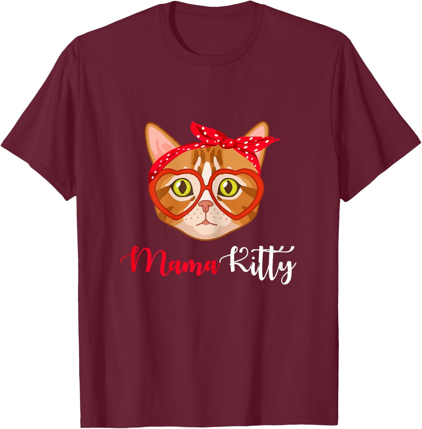 MamaKitty Cat Funny Mama Kitty Family Matching T-Shirt - T-Shirt | Maroon