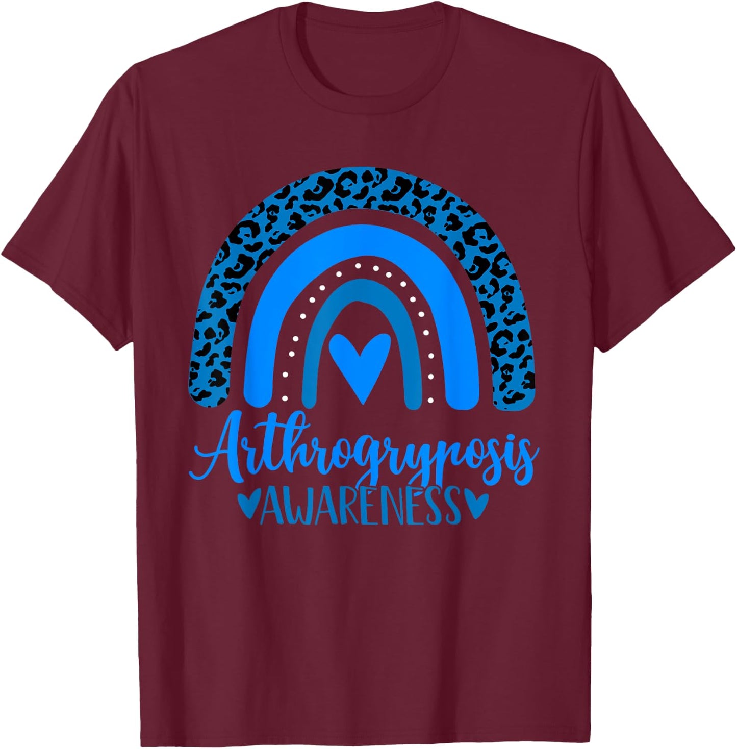 we wear Blue rainbow awsewome for Arthrogryposis Awareness T-Shirt - T-Shirt | Maroon