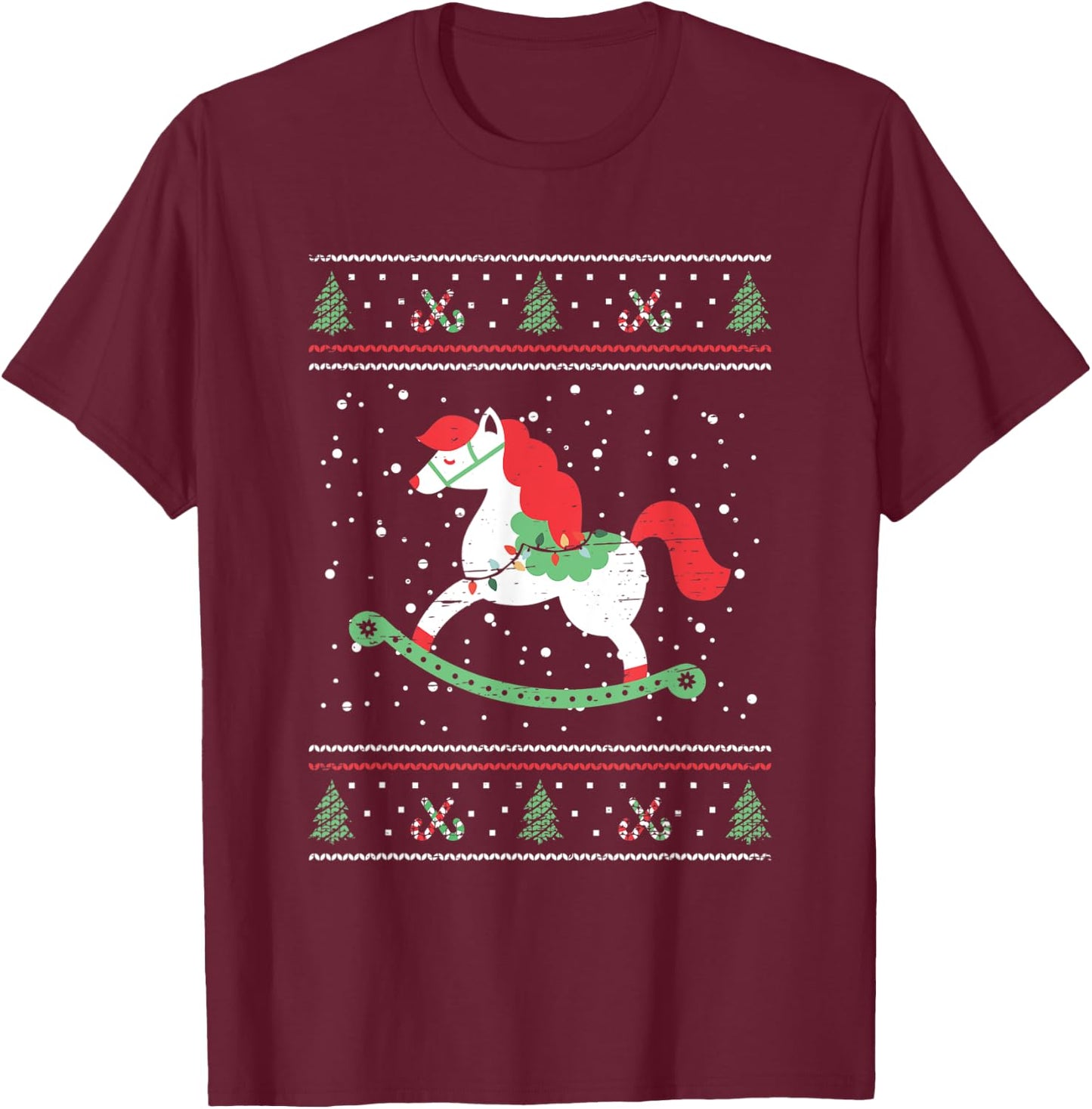 Rocking Horse For Children and Kids Christmas Xmas Season T-Shirt - T-Shirt | Maroon