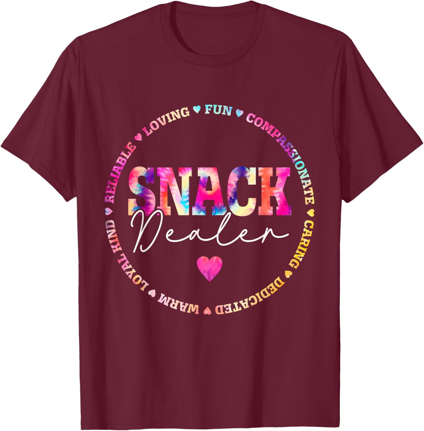 Tie Dye Snack Dealer Appreciation Funny Lunch Lady Crew T-Shirt - T-Shirt | Maroon