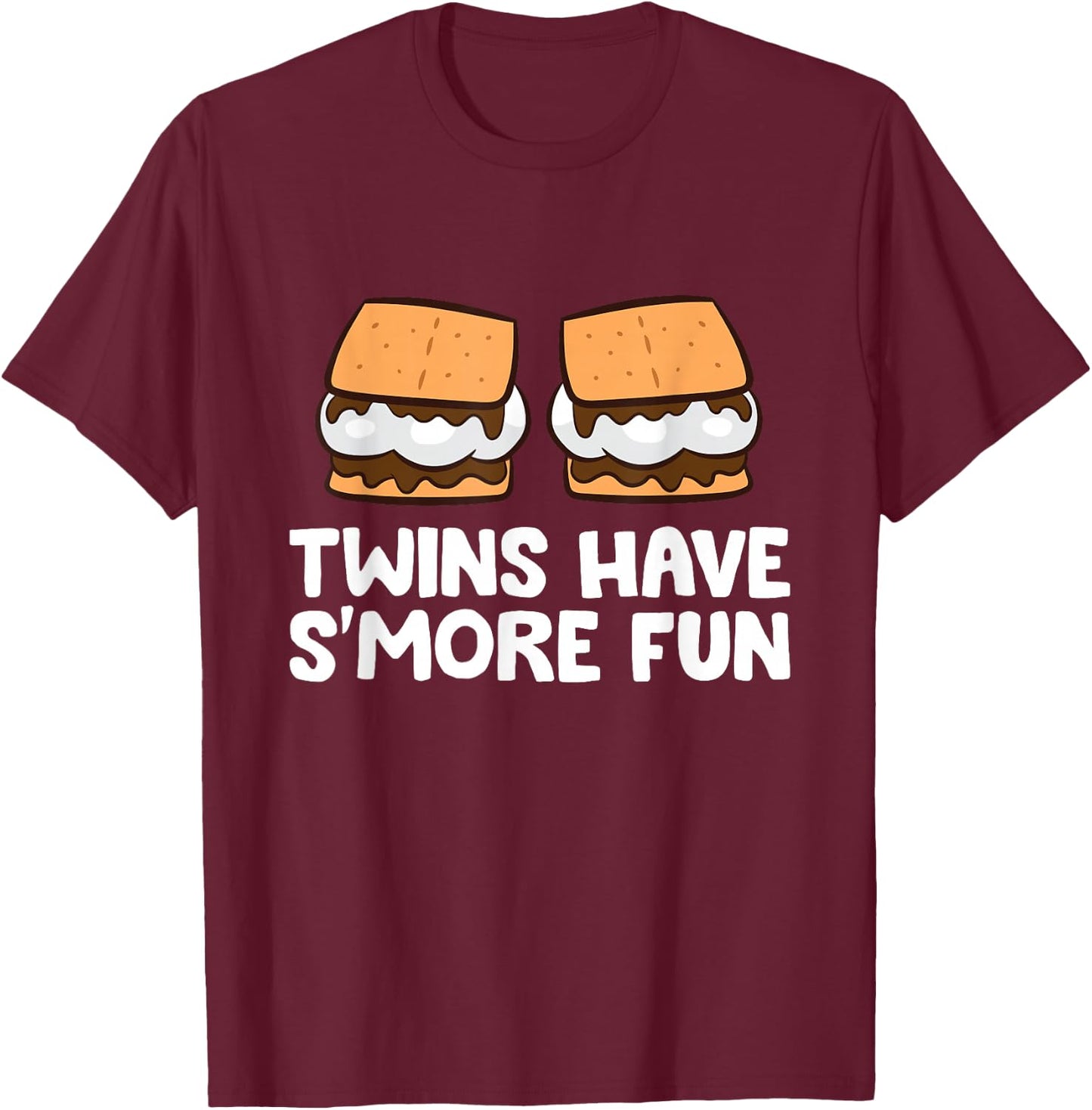 Twins Have Smore Fun Twins Camping Smores T-Shirt - T-Shirt | Maroon