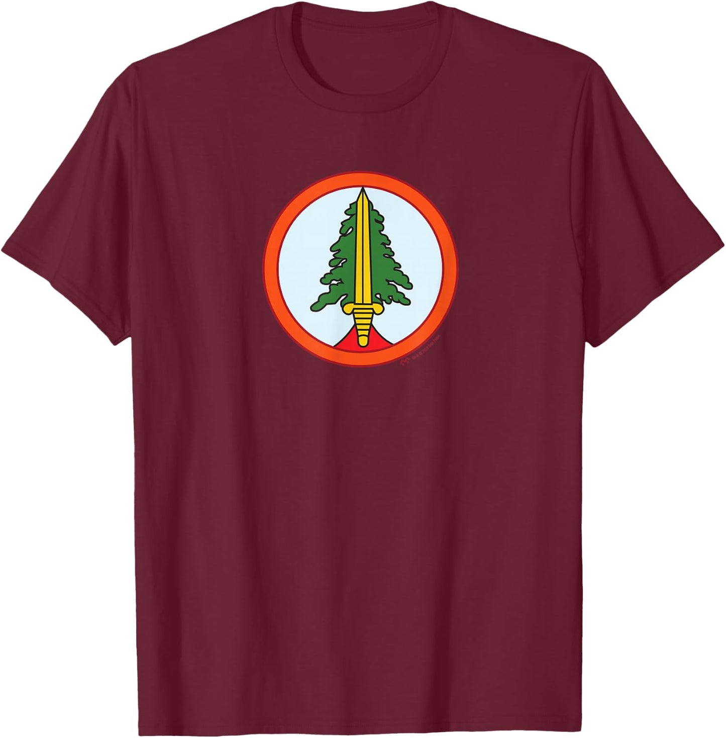 SHOWTIME Twin Peaks Bookhouse Boys Patch - Men's Black Solid - Small - Short Sleeve - Classic Fit - Cotton 65%, Polyester 35% T-Shirt - T-Shirt | Maroon