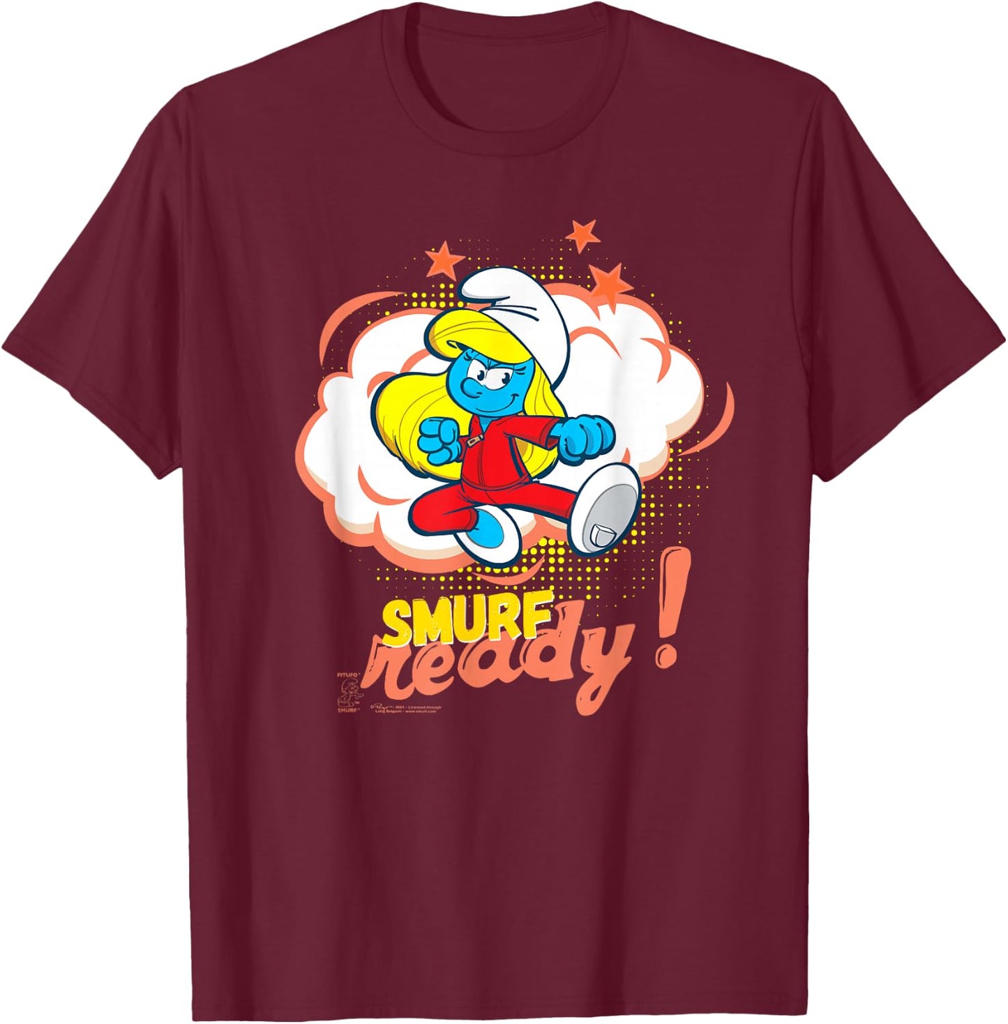 The Smurfs Smurfette is Smurf Ready! T-Shirt - T-Shirt | Maroon