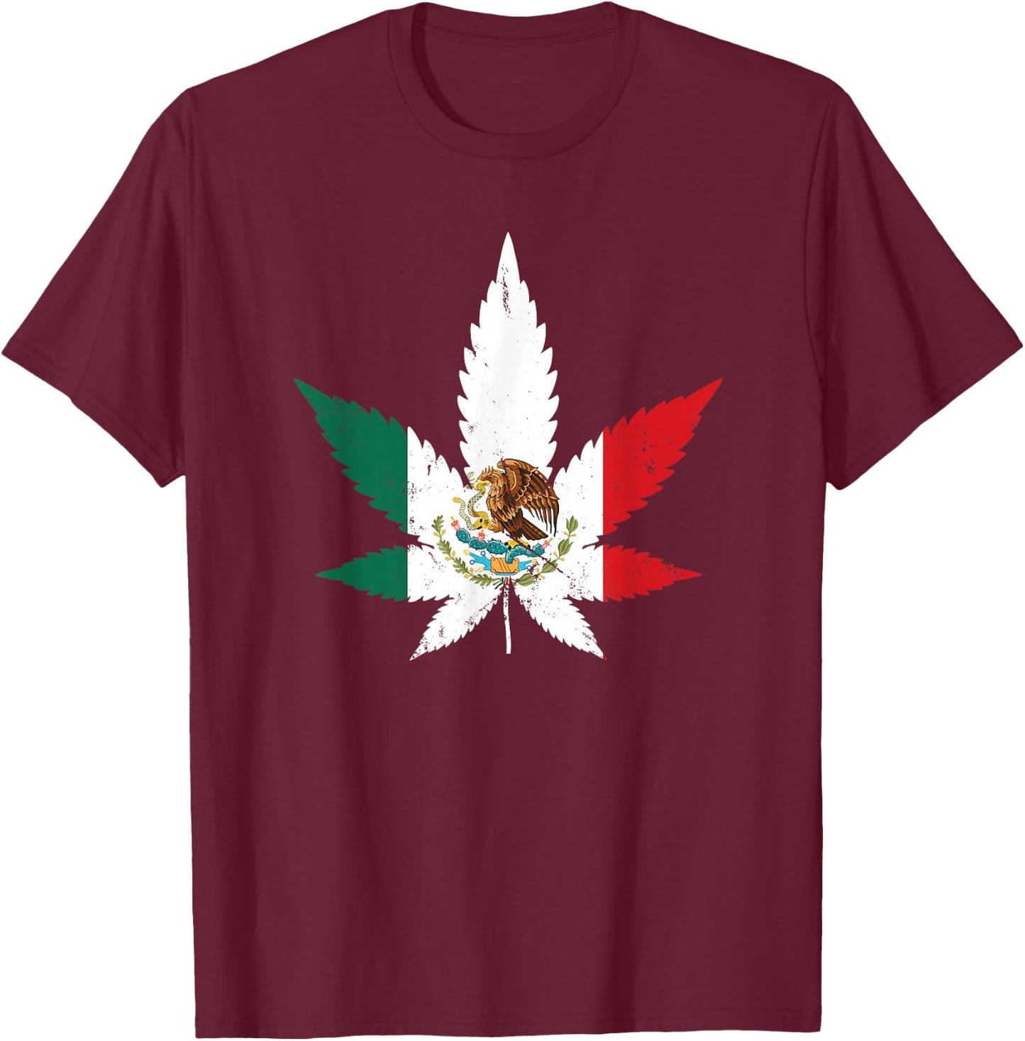 Mexico Marijuana Weed Leaf Gift Mexican Spanish Humor Fumar T-Shirt - T-Shirt | Maroon