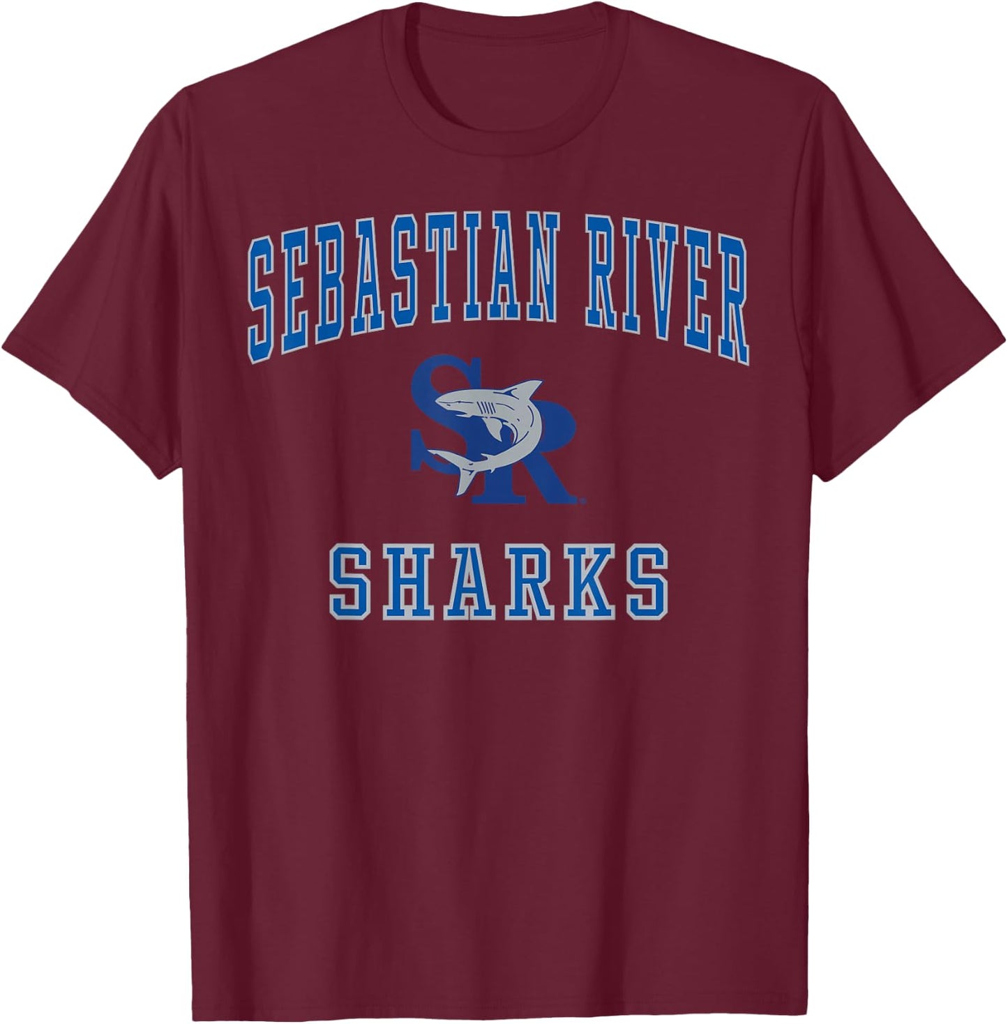 Sebastian River High School Sharks C1 T-Shirt - T-Shirt | Maroon