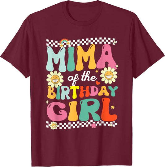 Mima of The Birthday Girl Family Groovy Birthday Party T-Shirt - T-Shirt | Maroon