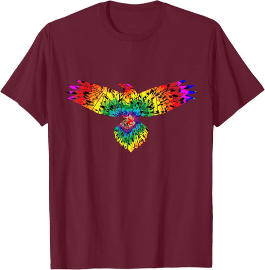 Tie Dye Eagle Hippie 70s Vintage Eagle Lover T-Shirt - T-Shirt | Maroon