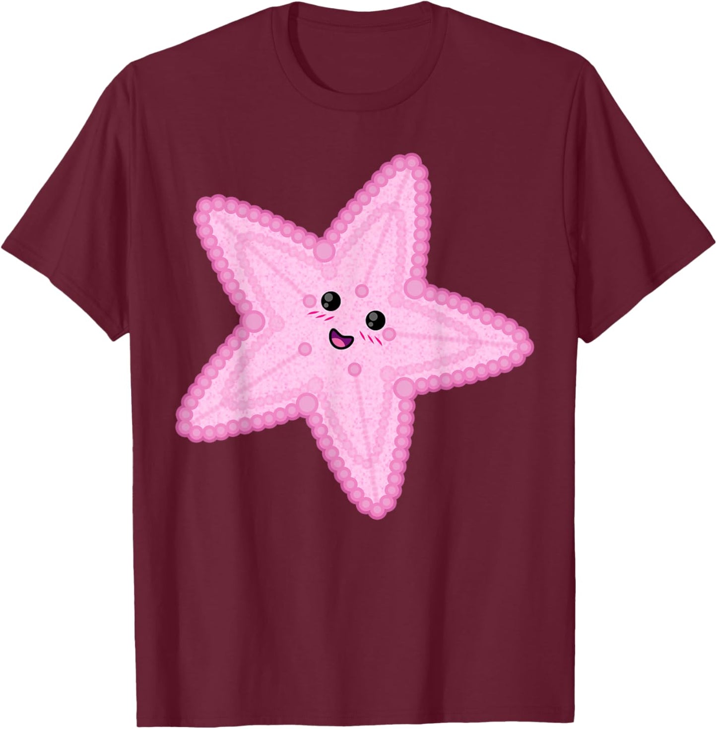 Cute Big Pink Starfish Halloween Sea Animal Easy DIY Costume T-Shirt - T-Shirt | Maroon