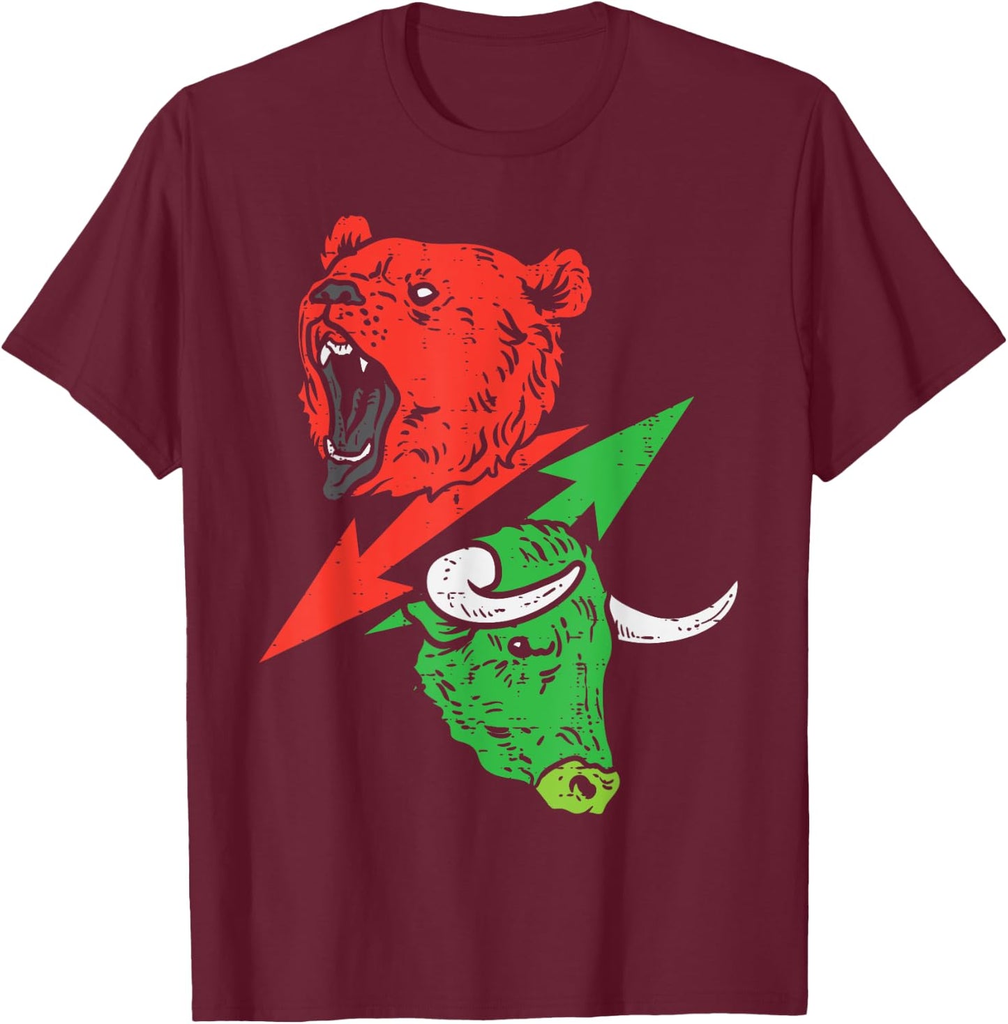 Bear And Bull Bearish Bullish Stocks Crypto Trading Trader T-Shirt - T-Shirt | Maroon