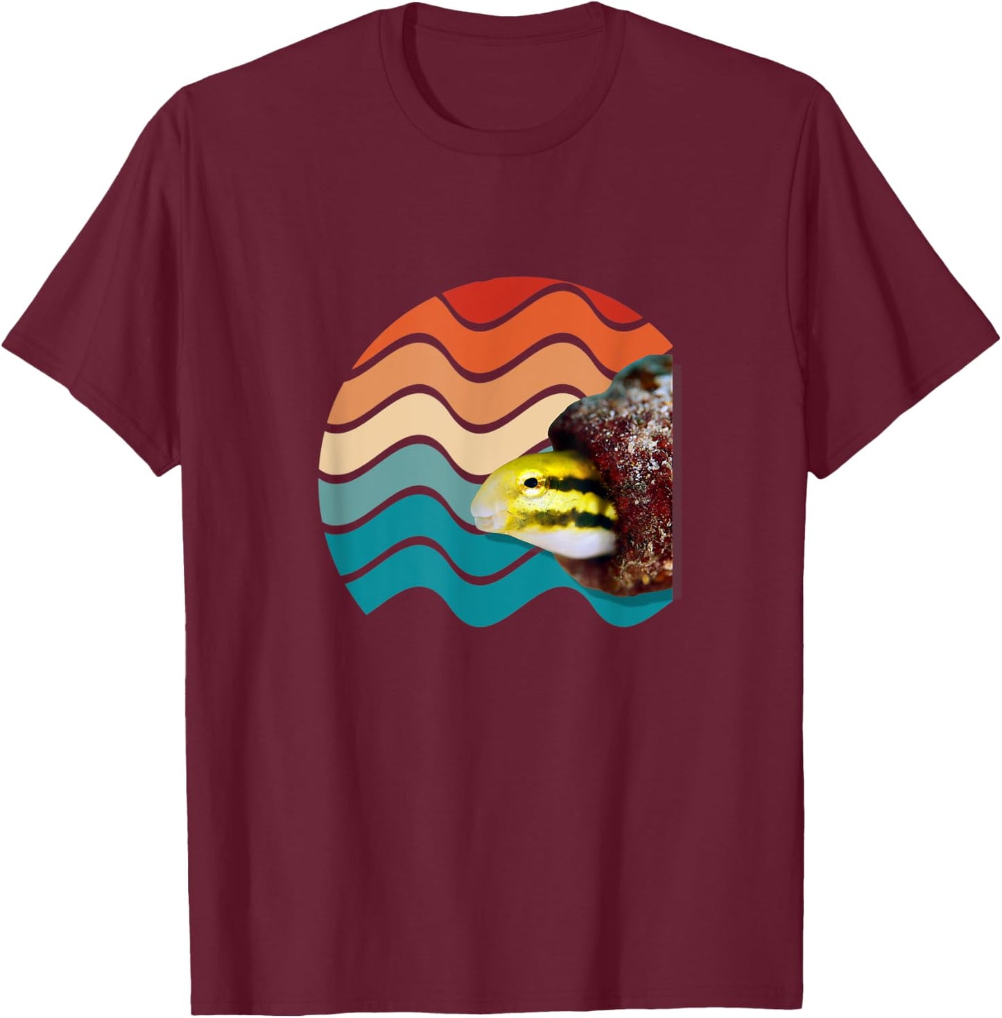 Striped Blenny And Striped Fang Blenn Retro Men Women Kids T-Shirt - T-Shirt | Maroon