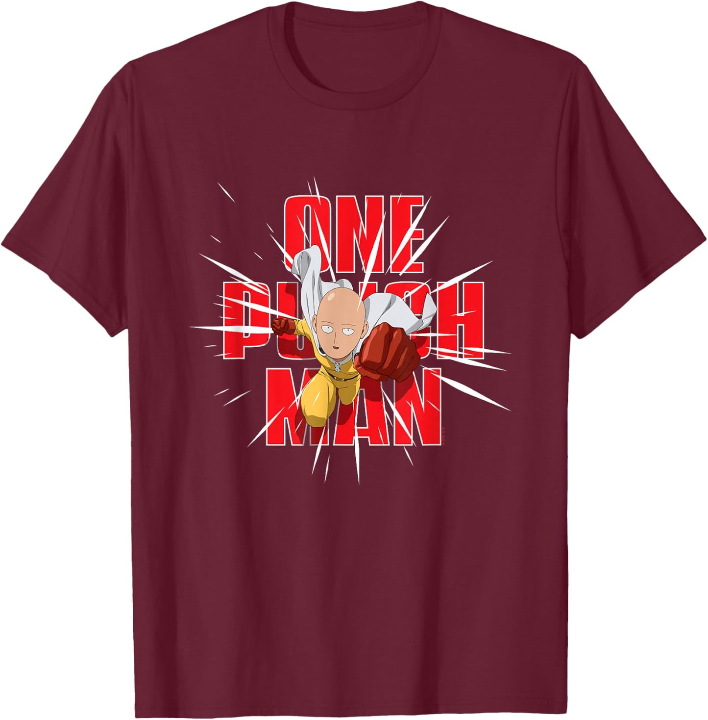 One Punch Man Saitama Punch Pose T-Shirt - T-Shirt | Maroon