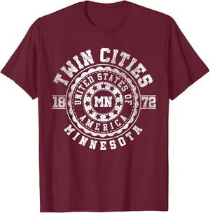 Twin Cities MN | Minnesota | Vintage City Apparels T-Shirt - T-Shirt | Maroon