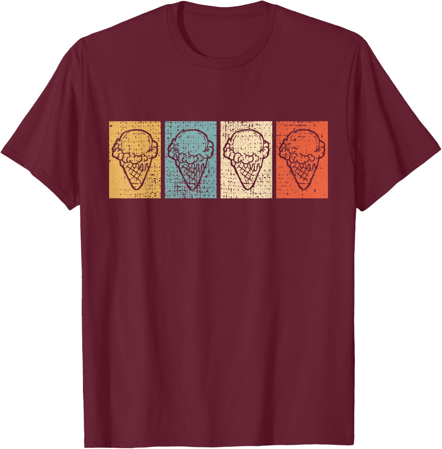 Ice Cream Retro Vintage Gift T-Shirt - T-Shirt | Maroon