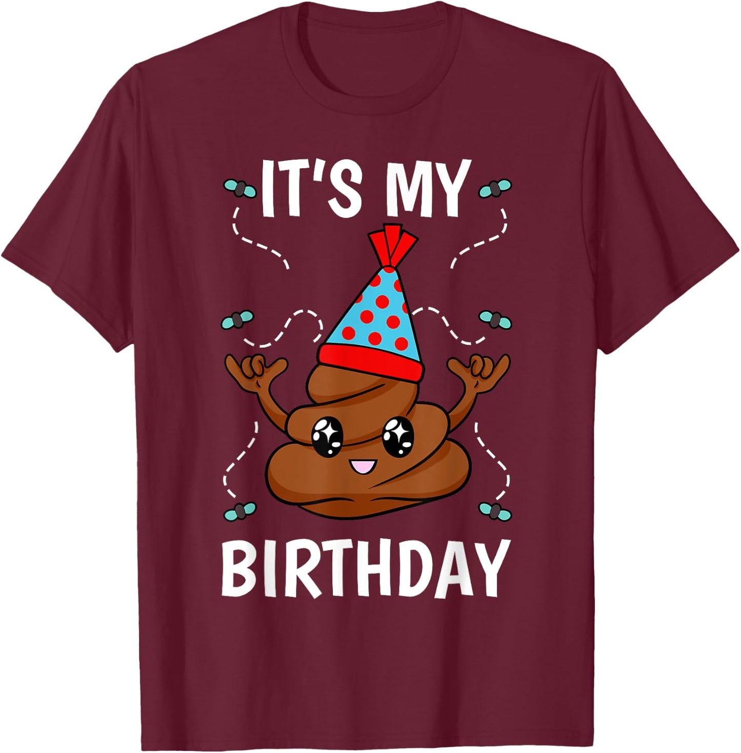 Hilarious Birthday Poop Theme Waste Sink Or Float Stool T-Shirt - T-Shirt | Maroon