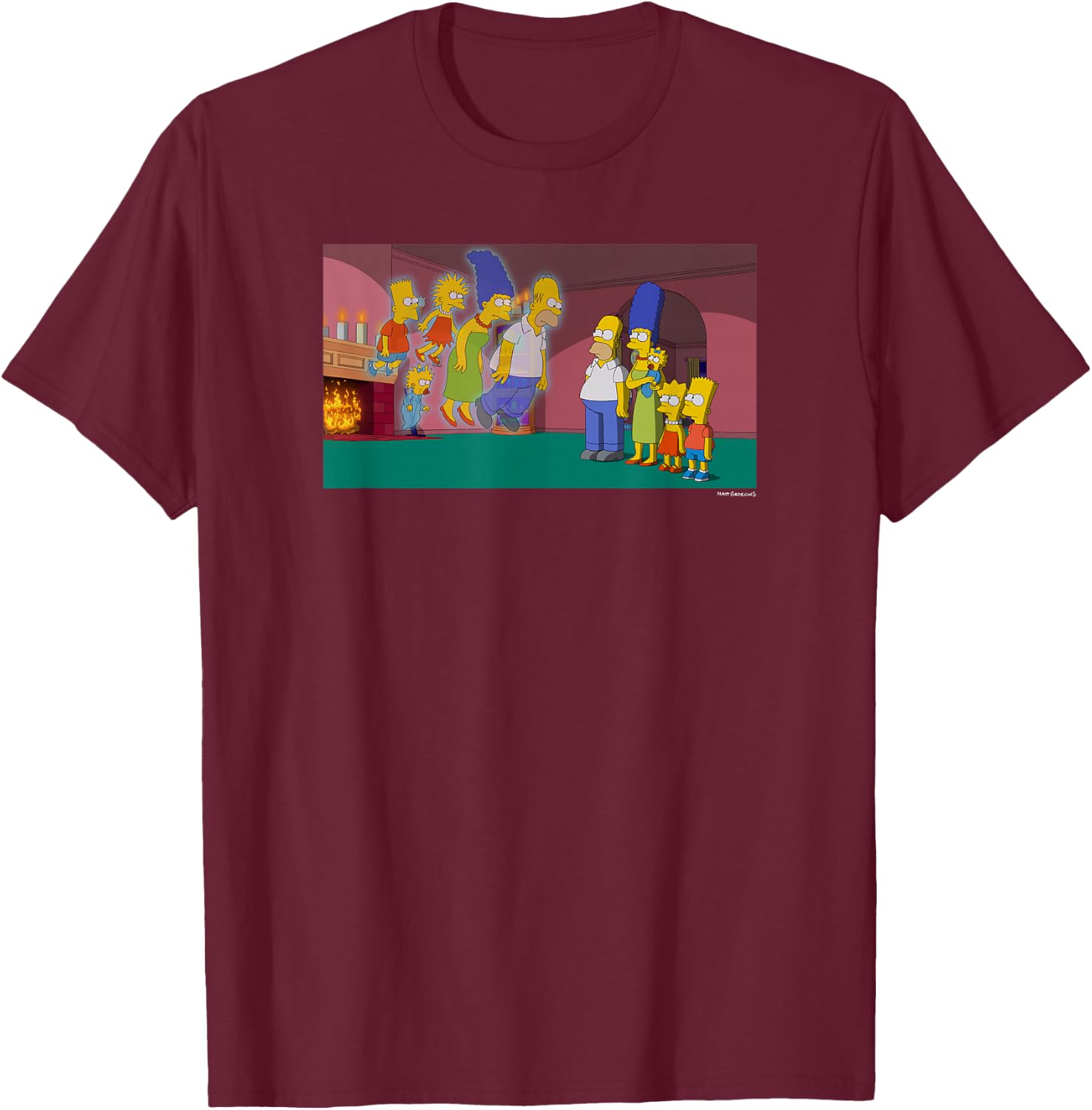 The Simpsons Treehouse Of Horror Halloween Ghost Family V-2 T-Shirt - T-Shirt | Maroon