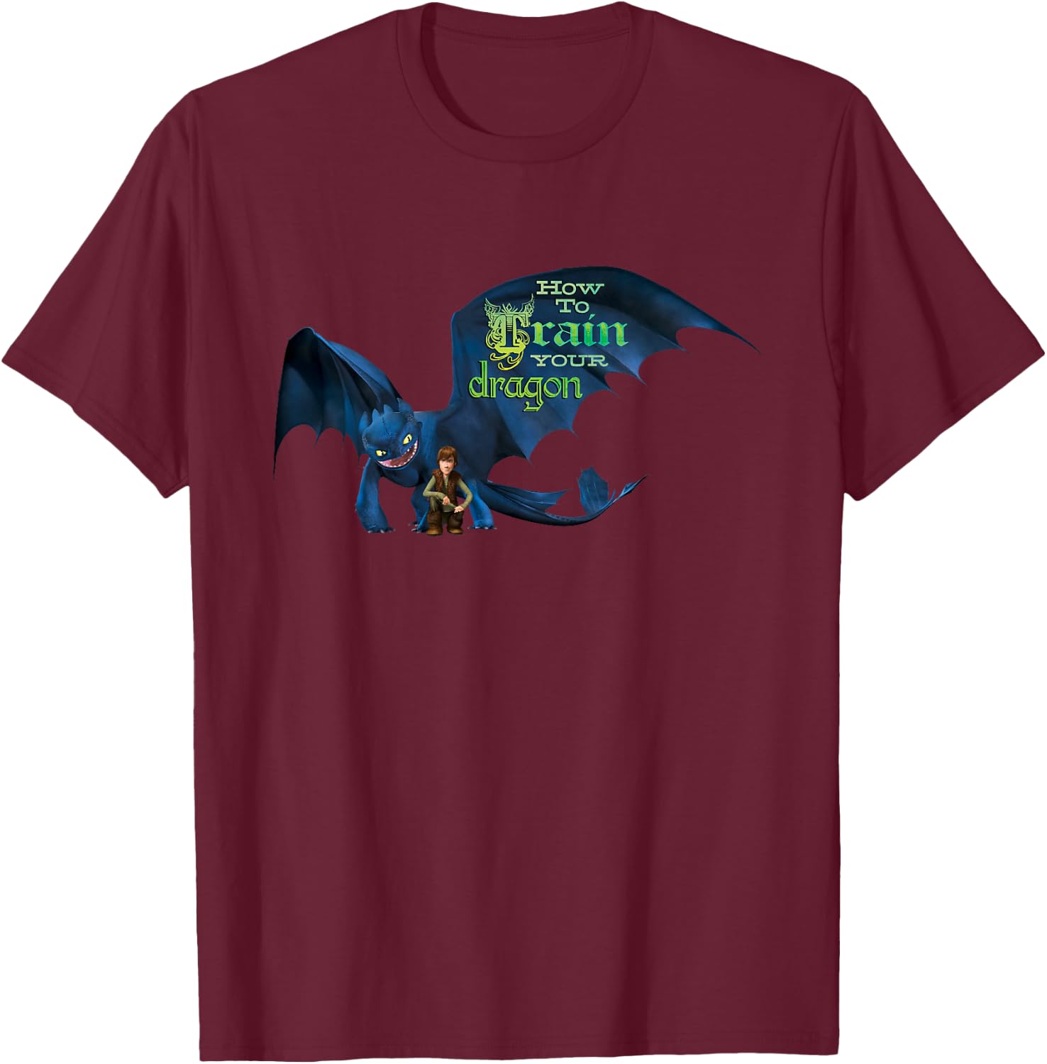DreamWorks' Dragons: Toothless and Hiccup Title T-Shirt - T-Shirt | Maroon