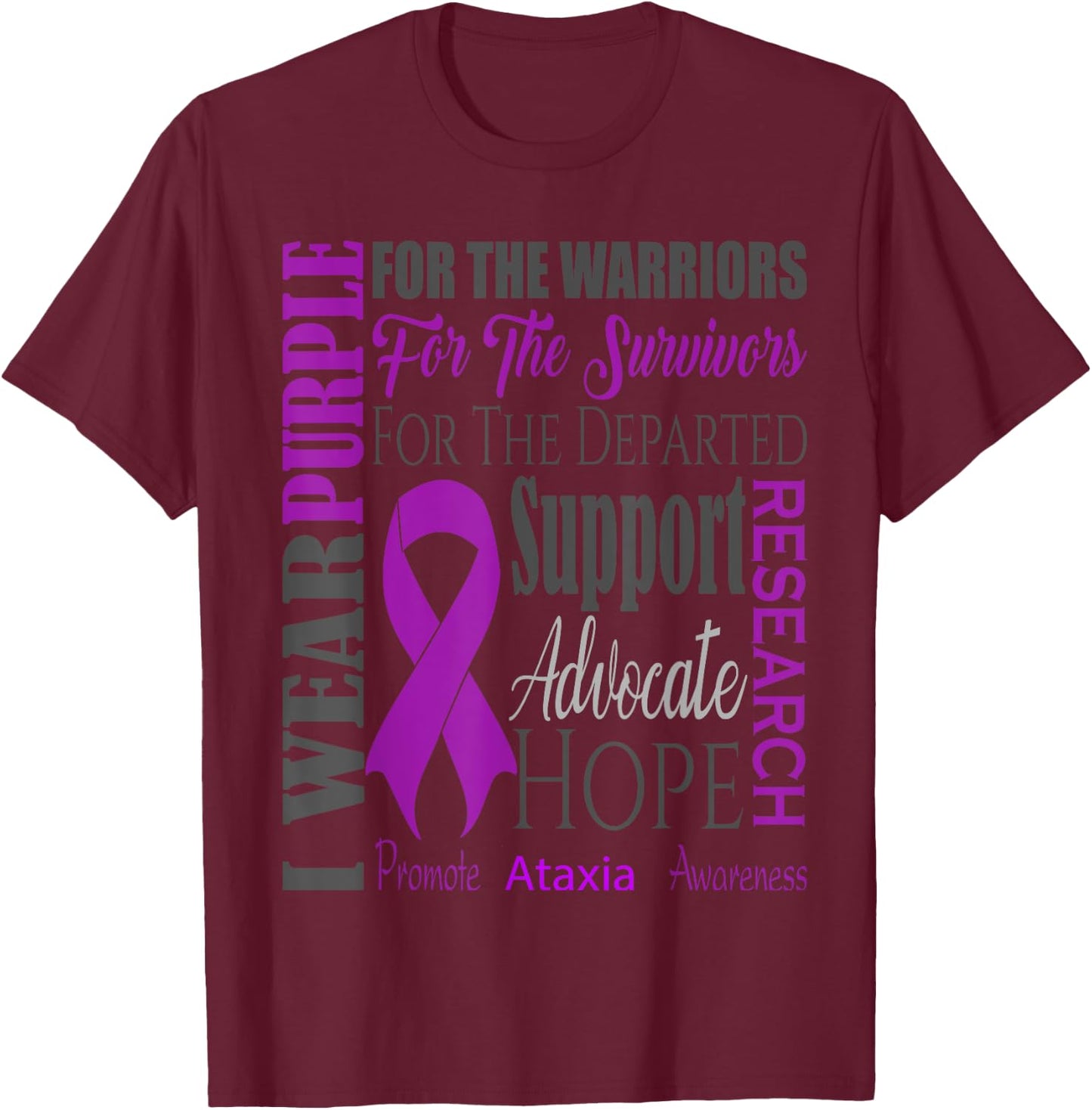 Ataxia Neurological Sickness Awareness for Warriors Fighters T-Shirt - T-Shirt | Maroon