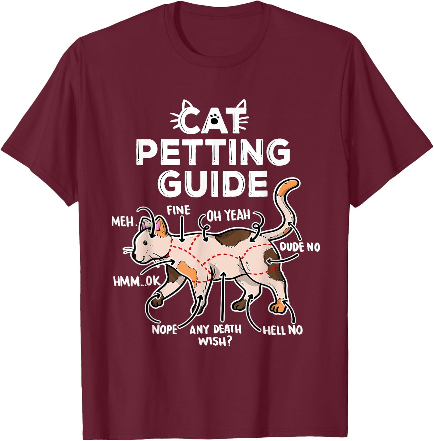 Cat Petting Guide Women Girls Kids T-Shirt - T-Shirt | Maroon