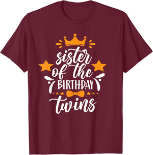 Sister The Birthday Twins Twin Birthday T-Shirt - T-Shirt | Maroon