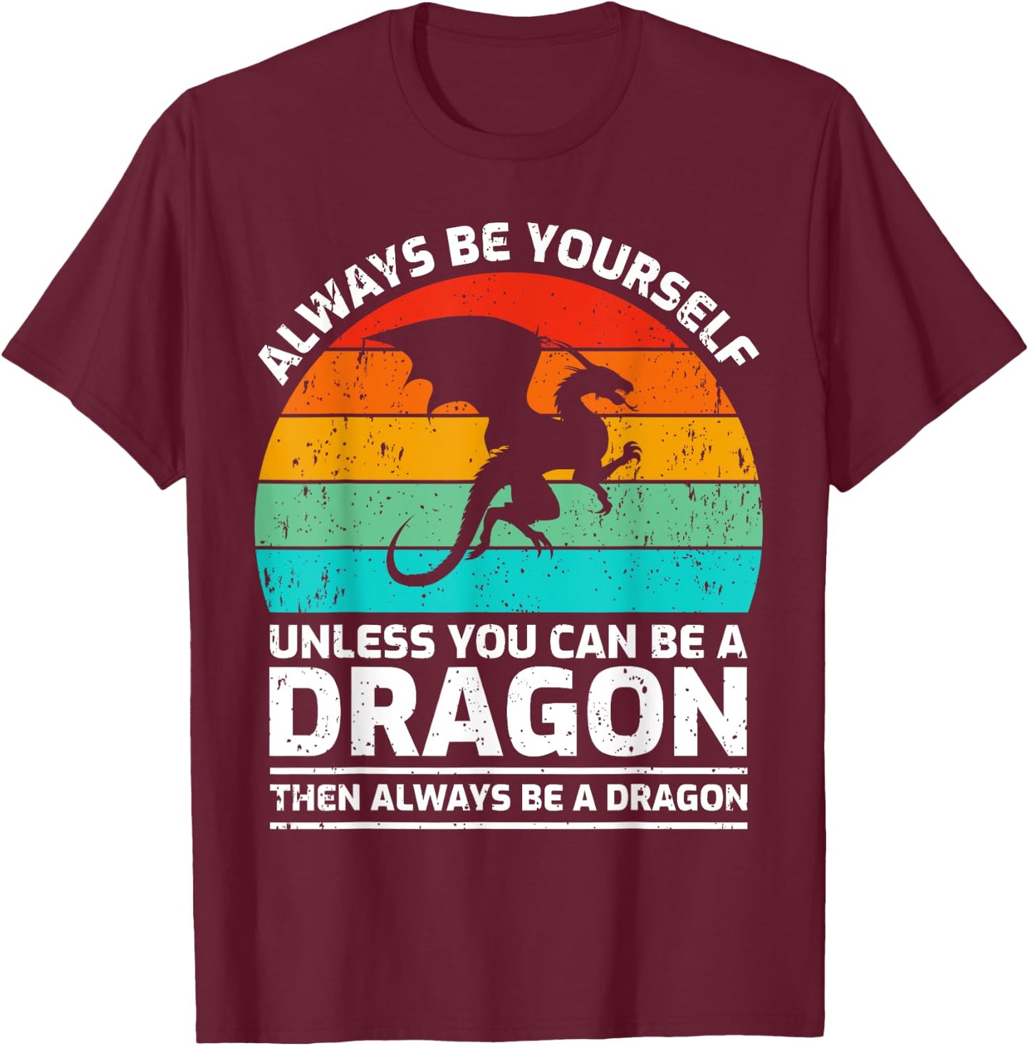 Vintage Dragon Lover Retro Cute Dragon T-Shirt - T-Shirt | Maroon