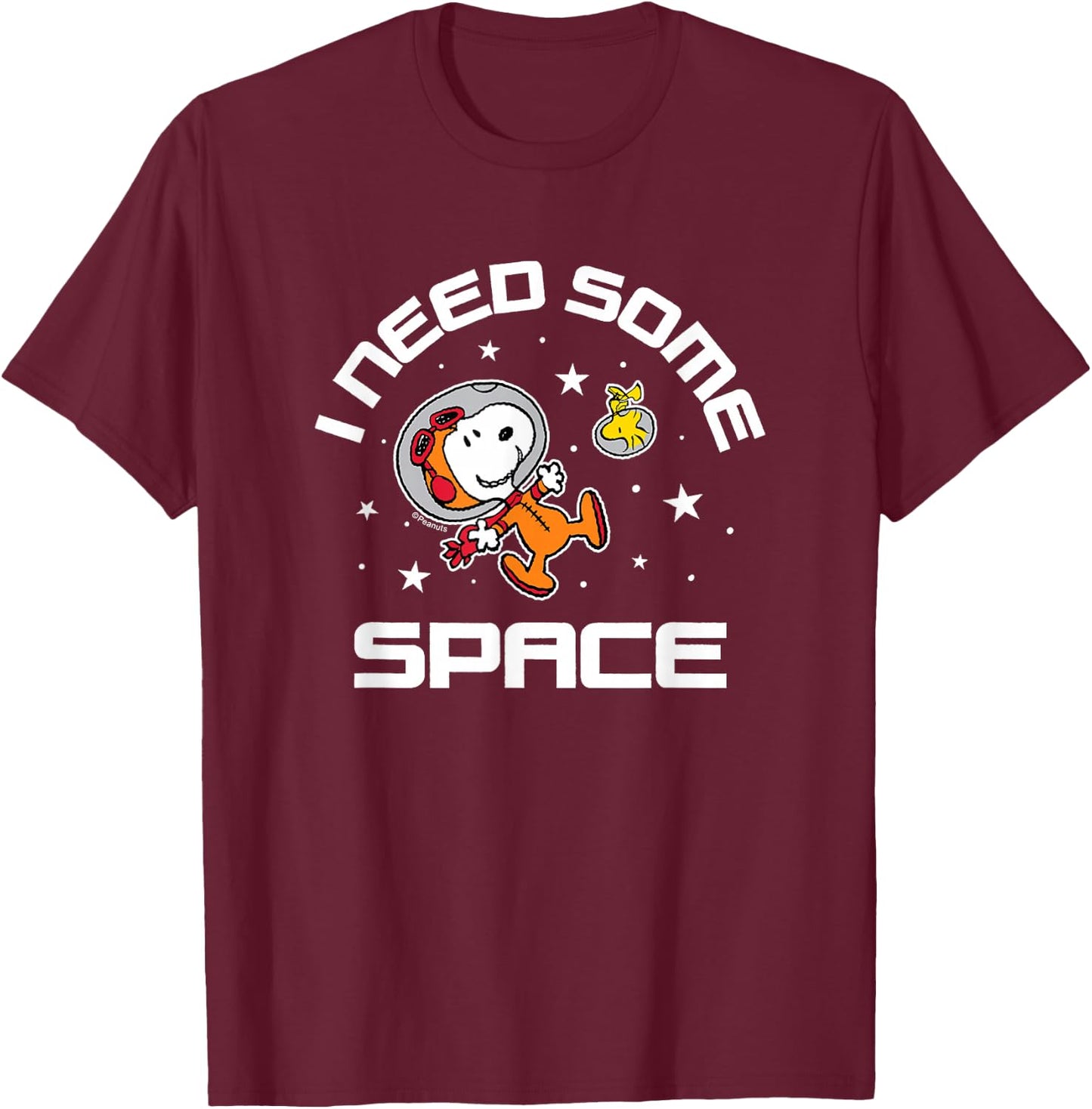 Peanuts - Snoopy and Woodstock I Need Some Space T-Shirt - T-Shirt | Maroon