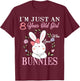 I'm Just An 8 Year Old Girl Who Loves Bunnies Birthday Gift T-Shirt - T-Shirt | Maroon