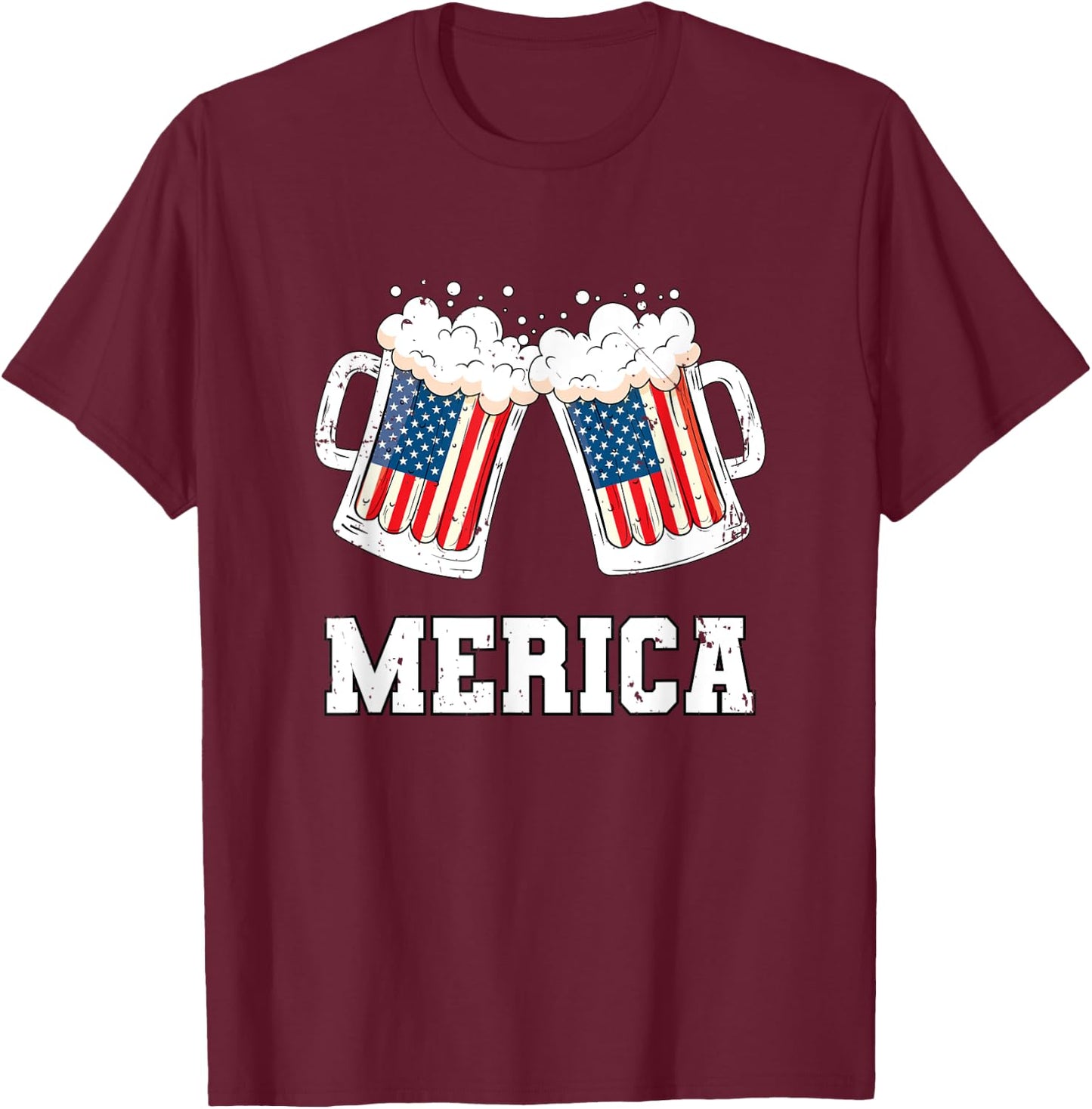 4th of July Merica Shirt Cheers American Beer Drinking Squad T-Shirt - T-Shirt | Maroon
