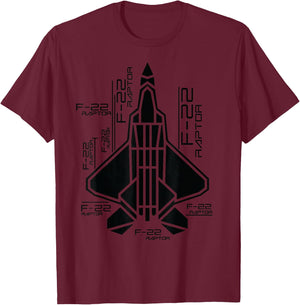 Raptor airplane F-22 Jet Fighter souvenir and Fighter jet T-Shirt - T-Shirt | Maroon
