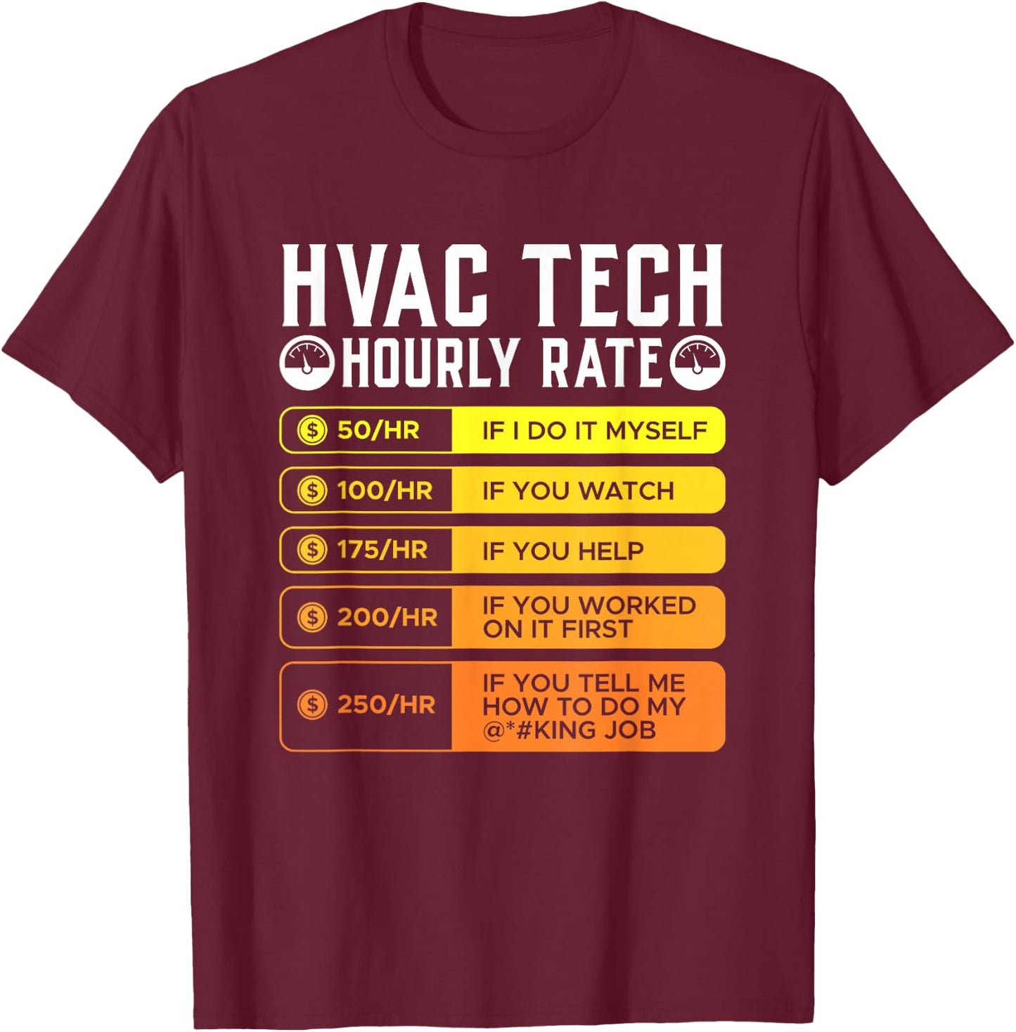 Hvac Technician Hourly Rate T Shirt I Air Conditioner Wiring T-Shirt - T-Shirt | Maroon