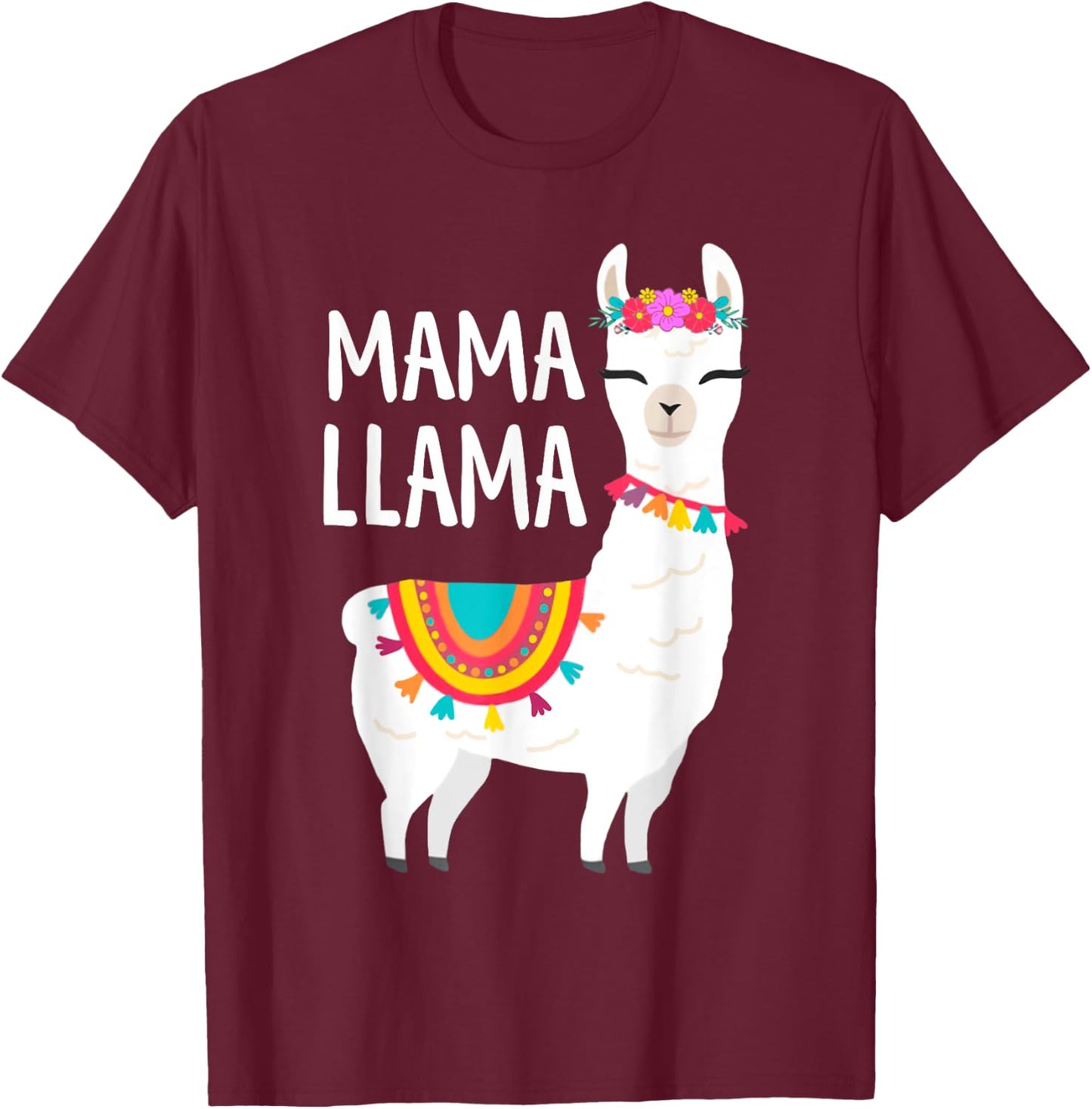Mama Llama Funny Mother's Day Shirt Women Mom Birthday T-Shirt - T-Shirt | Maroon